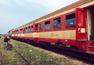 Train travel in Albania:  ex-Austrian railways coaches