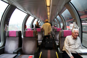 The 1st class 'Panorama car' attached to the 'Transalpin' from Basel & Zurich to Insbruck, Salzburg & Vienna.