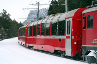 The Bernina Express from Chur & St Moritz to Tirano, seen near Pontresina