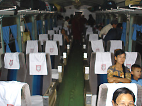 Modern Upper class seats on Rangoon (Yangon) to Mandalay train 5.