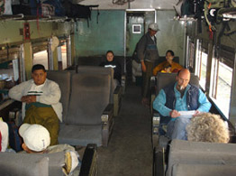 Older Upper class seats on the Shwenyaung-Thazi train.