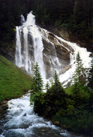 Pyramid Falls, seen on the Rocky Mountaineer Yellowhead route