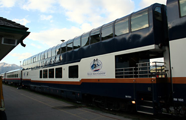 One of Rocky Mountaineer's double-deck Gold Leaf dome cars