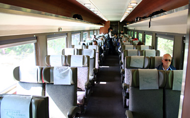 Whistler service seating on the Vancouver-Whistler train