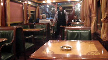 Lounge car on the Cairo-Luxor sleeper train