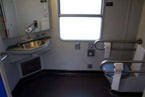 Wheelchair-accessible toilet on City Night Line sleeper train...