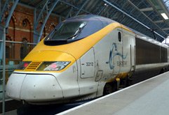 A Eurostar at St Pancras International...