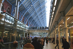 Inside St Pancras International:  Lower level concourse