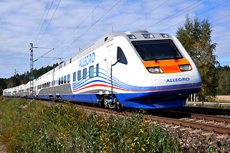 Allegro train from Helsinki to St Petersburg