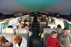 Upper deck second class on board a TGV Duplex.