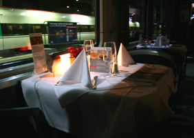 City Night Line sleeper train Cologne-Vienna:  Bar-restaurant car
