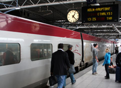 A high speed Thalys train from Brussels to Cologne