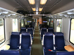 2nd class seats on a EuroCity train from Vienna to Budapest