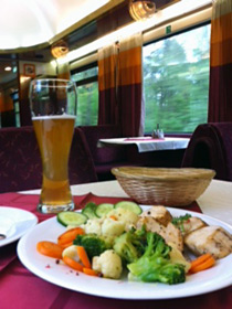 Meal in a Hungarian restaurant car