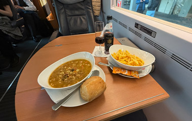 Lunch served in the restaurant car or at seat in 1st class