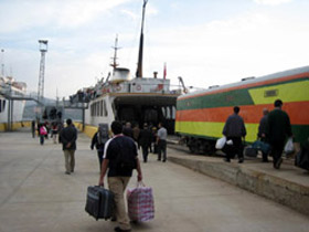 Boarding the train ferry at Tatvan  (Photo:  Bob Johnson)