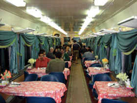 Trans-Asia Express - the Iranian train's restaurant car...  (Photo: Bob Johnson)