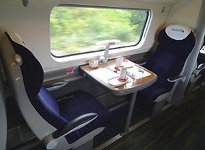 First class table for two on a Virgin Train to Holyhead