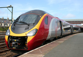 A Virgin Trains' 125mph 'pendolino' train
