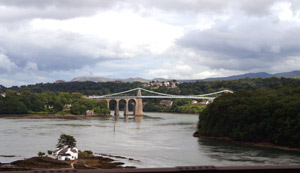 View from the train as it crosses the Britannia Bridge to Anglesey