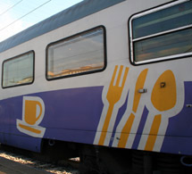 Restaurant car, Paris-Rome sleeper train...