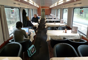 Austrian restaurant car on a EuroCity train