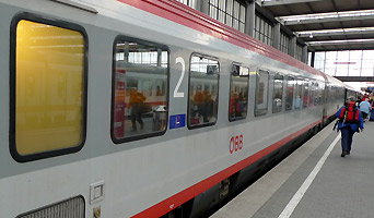 EuroCity train about to leave Munich