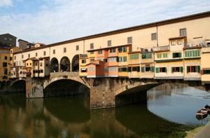 Take the train from London to Italy.  The Ponte Vecchio, Florence.