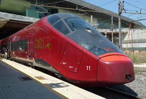 One of NTV's new Italo trains at Rome Tiburtina