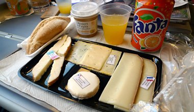 Food on the Paris-Milan TGV train:  Cheese platter