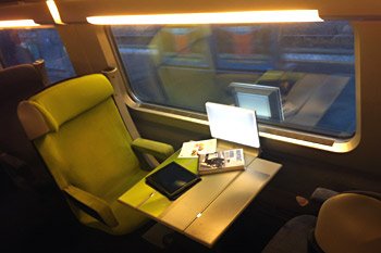 Seat on a Paris-Milan TGV train