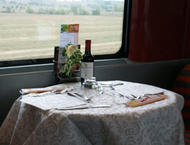 Table for two on a Eurostar Italia train from Venice to Florence, Rome or Naples