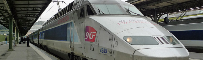 TGV train from Paris to Milan about to leave Paris Gare de Lyon