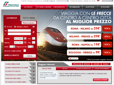 The Italian Railways trenitalia.com website