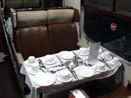 Table set for dinner on the Nairobi to Mombasa train