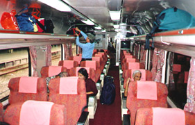 1st class seating on the 'Rakyat Express' train Singapore - Kuala Lumpur