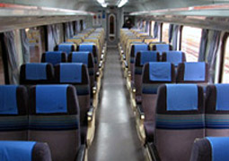 2nd class seats on the train from Singapore to Kuala Lumpur.  Photo courtesy of Ryan MacDonald
