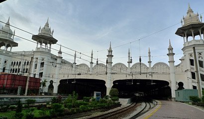 Kuala Lumpur's historic station, seen from a passing metro train