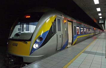 An air-conditioned ETS train at Kuala Lumpur Sentral