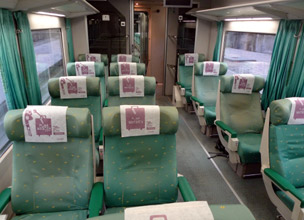 Preferente (1st class) seats on an Altaria train to Southern Spain