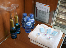 Complimentary fizzy in the Auto-Slaap-Trein sleeping-cars