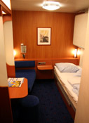 2-berth standard inside cabin with shower and toilet on the Harwich-Hook of Holland ferry.