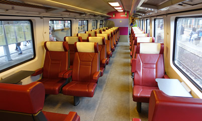 1st class seats on an Amsterdam to Brussels InterCity train