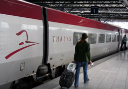 A high speed Thalys train from Brussels to Amsterdam