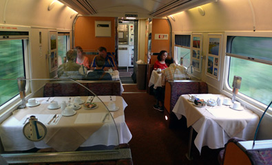 Restaurant car on the Montreal-Halifax train