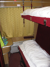 2-bed sleeper on the train from Prague to Krakow
