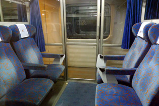A first class compartment on an EIC train from Warsaw to Krakow.