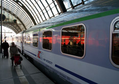 The Wawel EuroCity train from Berlin to Krakow, about to leave Berlin Hauptbahnhof