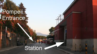 Location of Circumvesuviana station & entrance to Pompeii