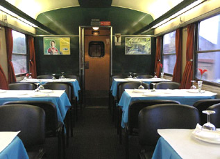 Restaurant car on the Sud Express - photo courtesy of David Edge